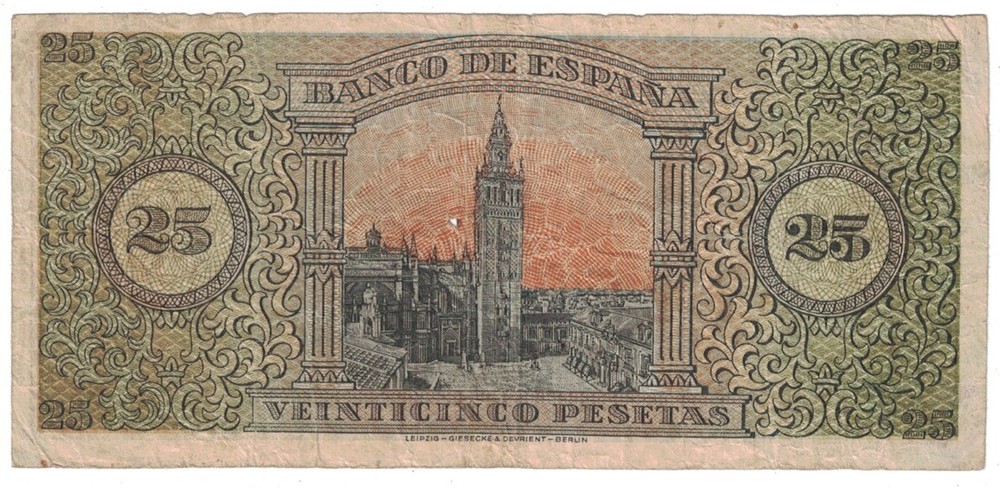 Spain - 20.5.1938 25 Pesetas Banknote
