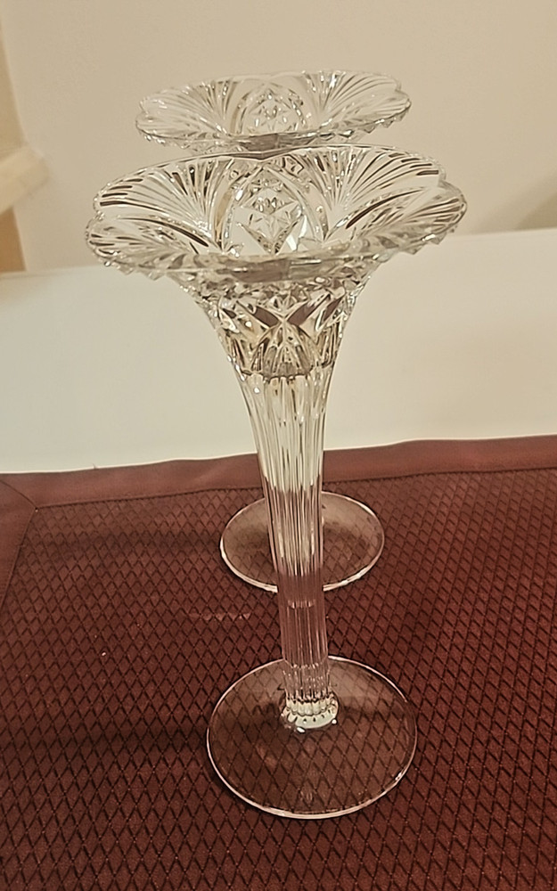 2 Beautiful Vintage Crystal Candlestick 8 3/4"