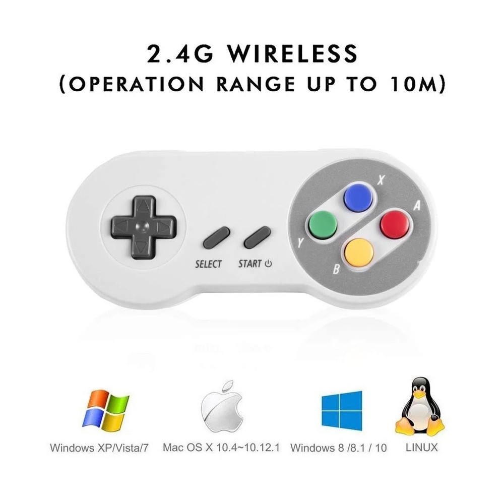 2.4 GHz Wireless Controller SNES Gamepad For Windows PC Mac Raspberry Pi 2pack