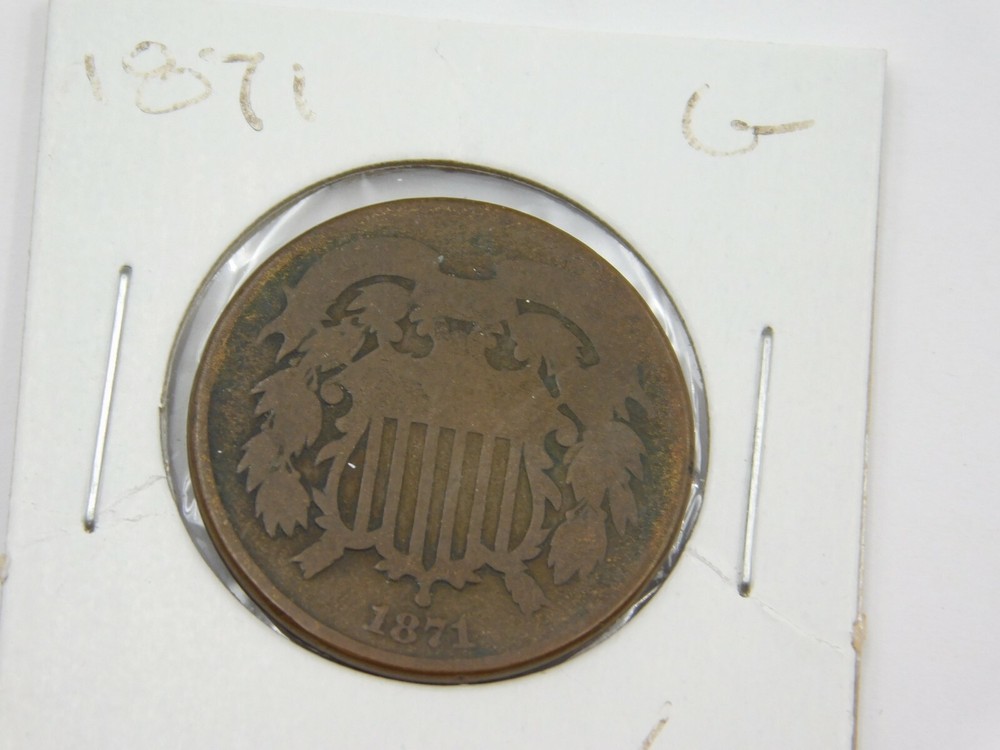 1871 US TWO ( 2 ) Cent Piece Coin Good (814)
