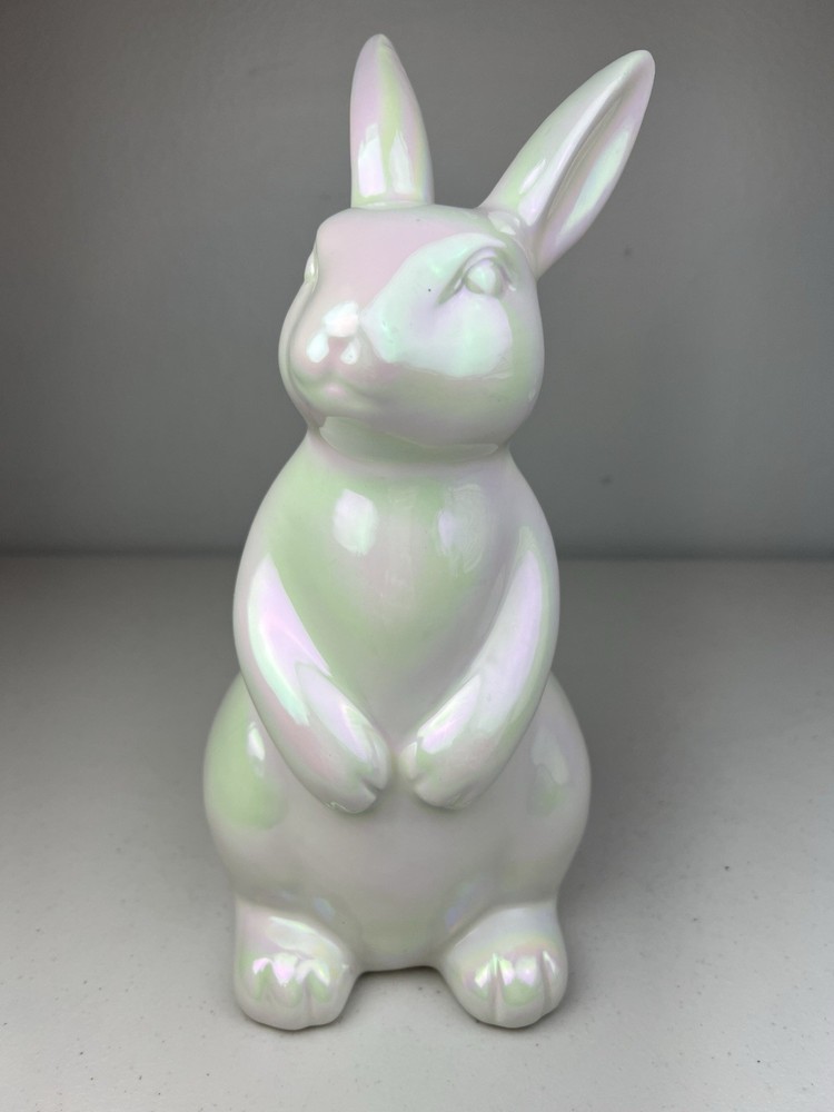 Iridescent Bunny Rabbit Figure Easter Decor 9.5"