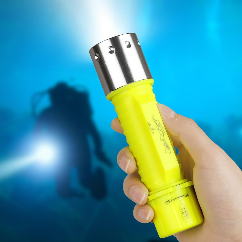 Rechargeable Diving Flashlight Scuba Dive Light Super Bright, Underwater Flashli
