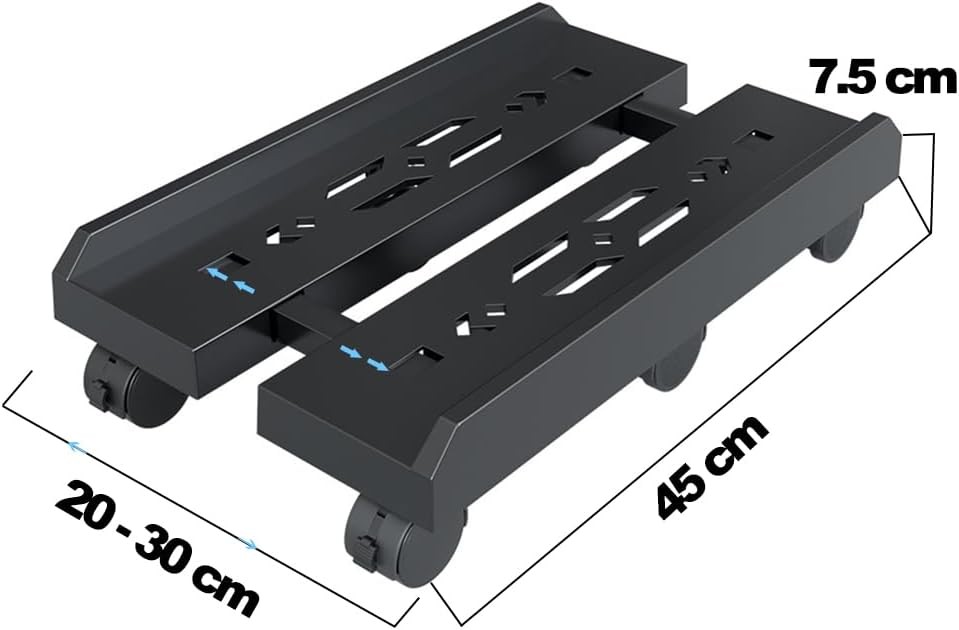 Adjustable Mobile CPU Stand, Ventilated Computer Tower Stand PC Black