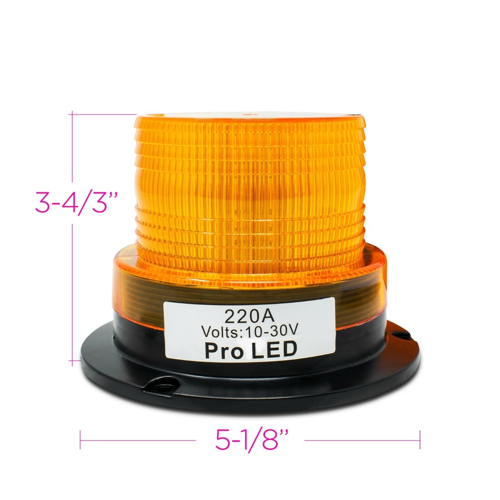 Pro LED 220A Class 1 Screw Mount Mini Amber Warning Light Quad Flash Pattern