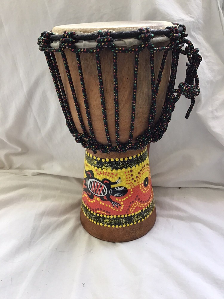 Djembe Beginner carved,10" tall, 5-6" head
