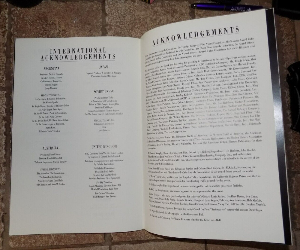 62nd Annual Acadamy Awards Program - SIGNED by MICHAEL CHICKLIS - 1990 Oscars