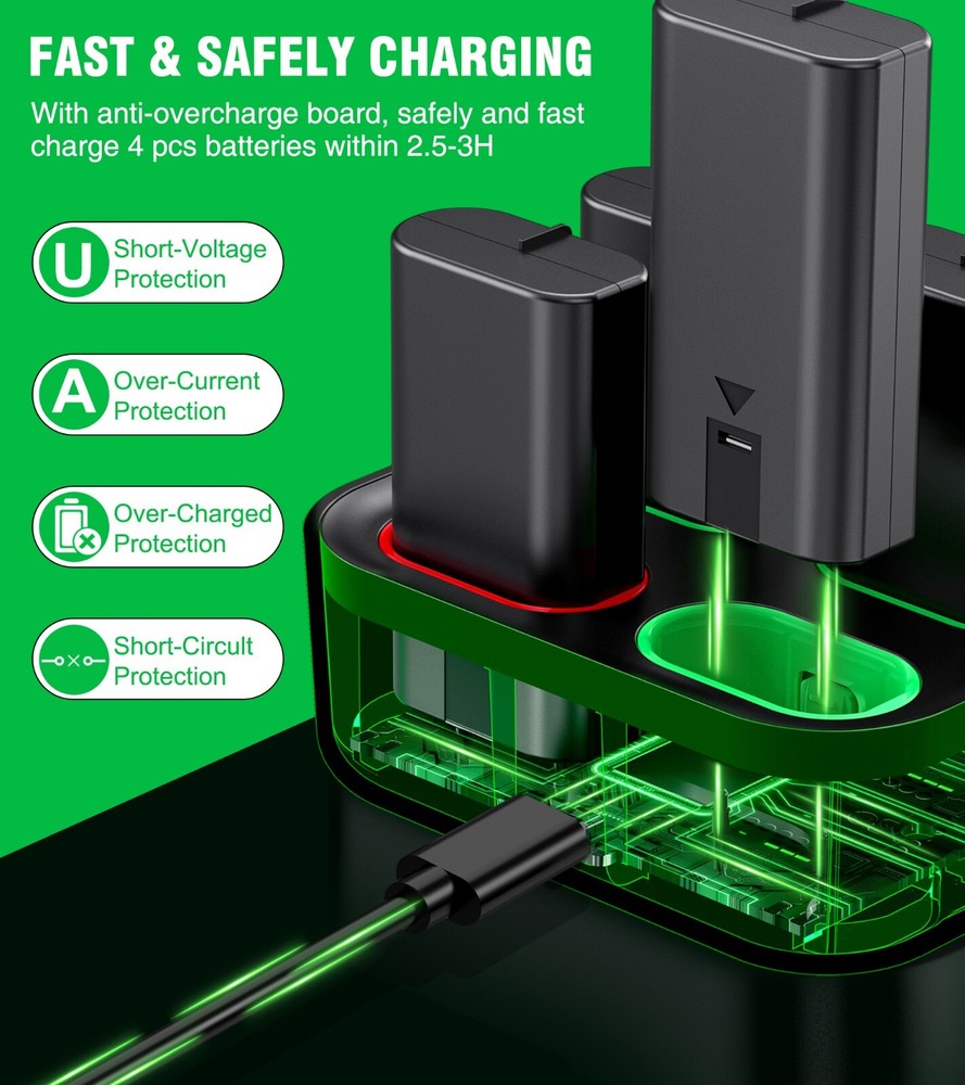 For Xbox One Series S X Controller Rechargeable Battery Pack + Charging Dock