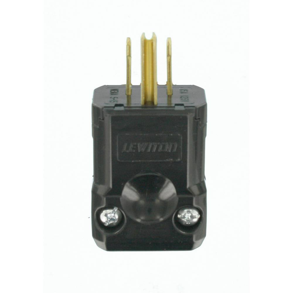 15 Amp 125-Volt Python Straight Blade Grounding Plug, Black 5256-VB