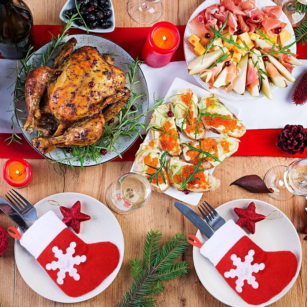 20× Christmas Dinner Table Decorations Tableware Holder Mini Christmas Socks USA
