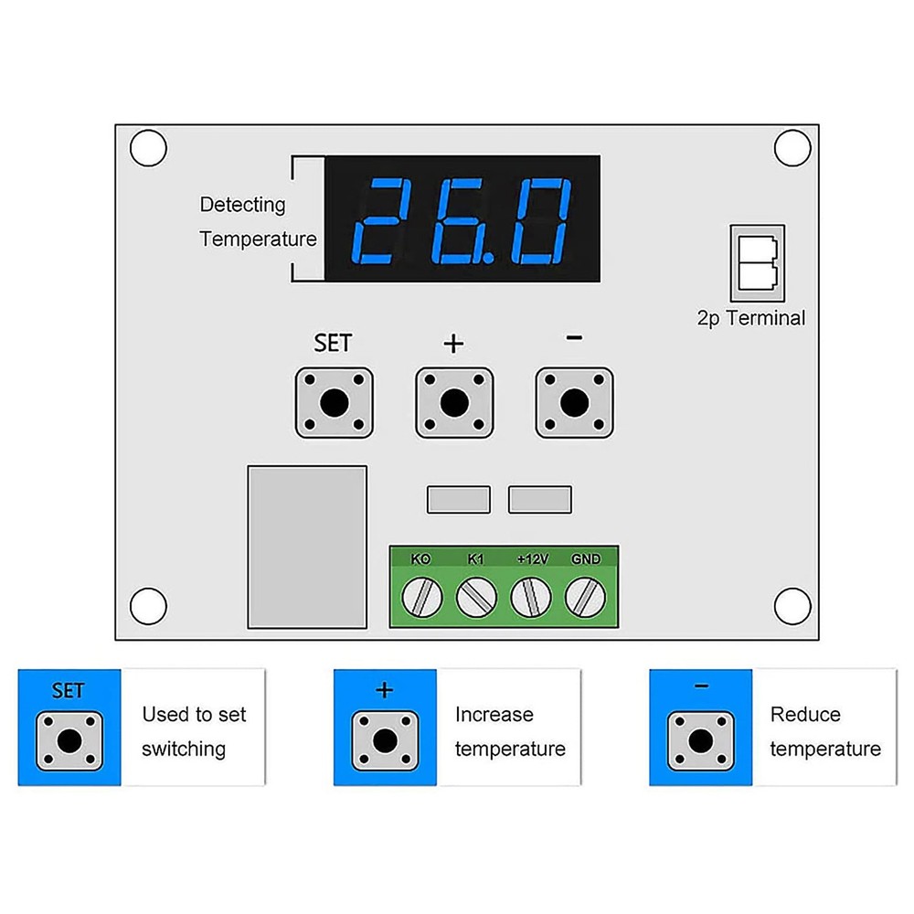 W1209 DC 12V Digital Temperature Controller Board -50-110°C Electronic Tem2183
