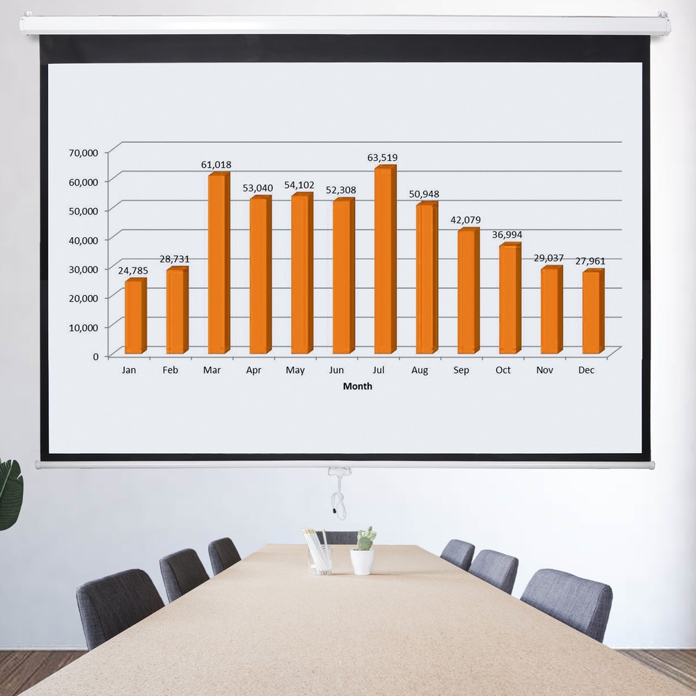 100"Manual Projection Screen Pull Down 16:10 HD Projector 4K Widescreen for Home
