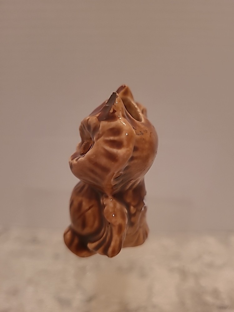 Vintage Macrame Owl Bead Accessory Ceramic Brown