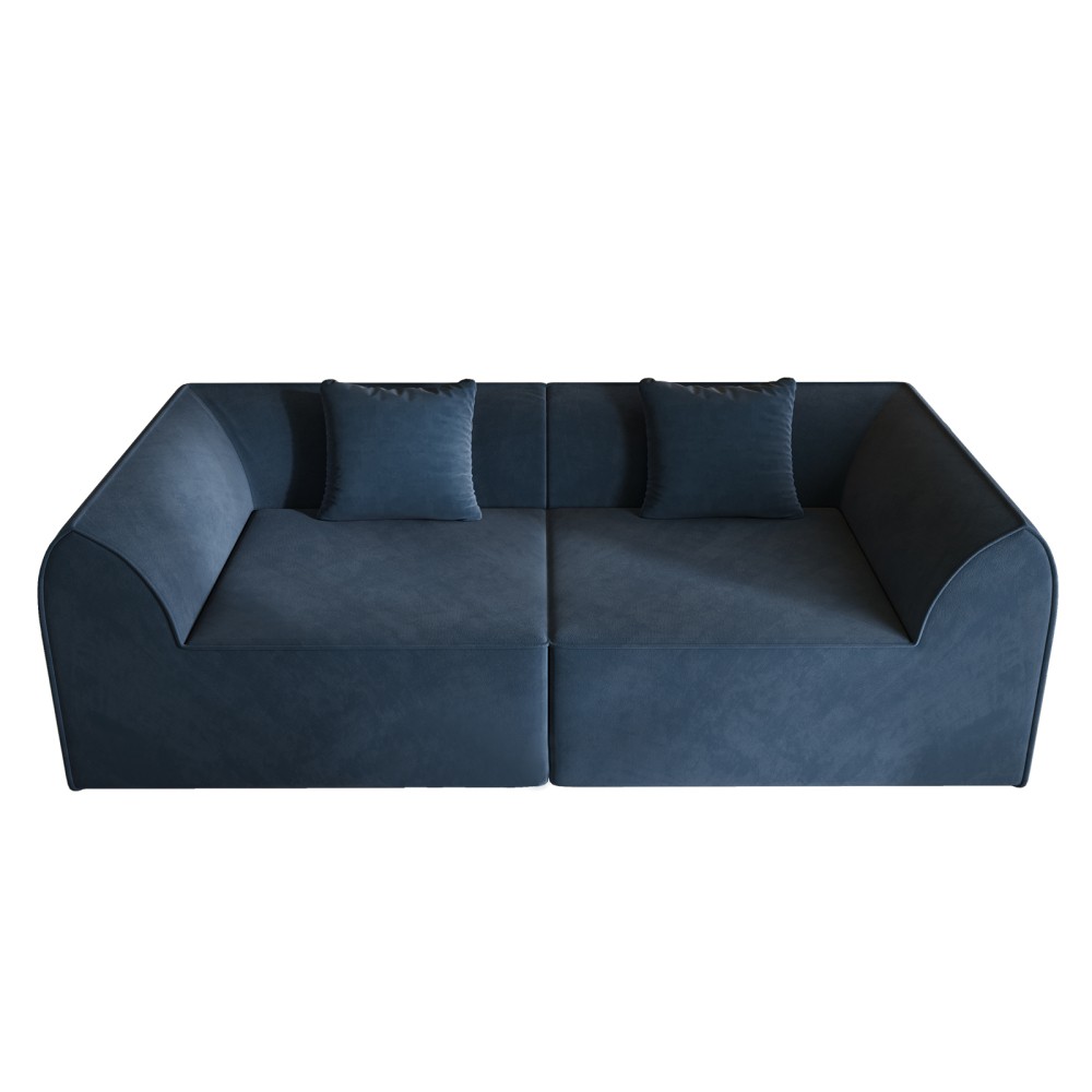 Compressed Memory Foam Sofa w/ Rectangular Pillow 2-Seater Daybed Blue