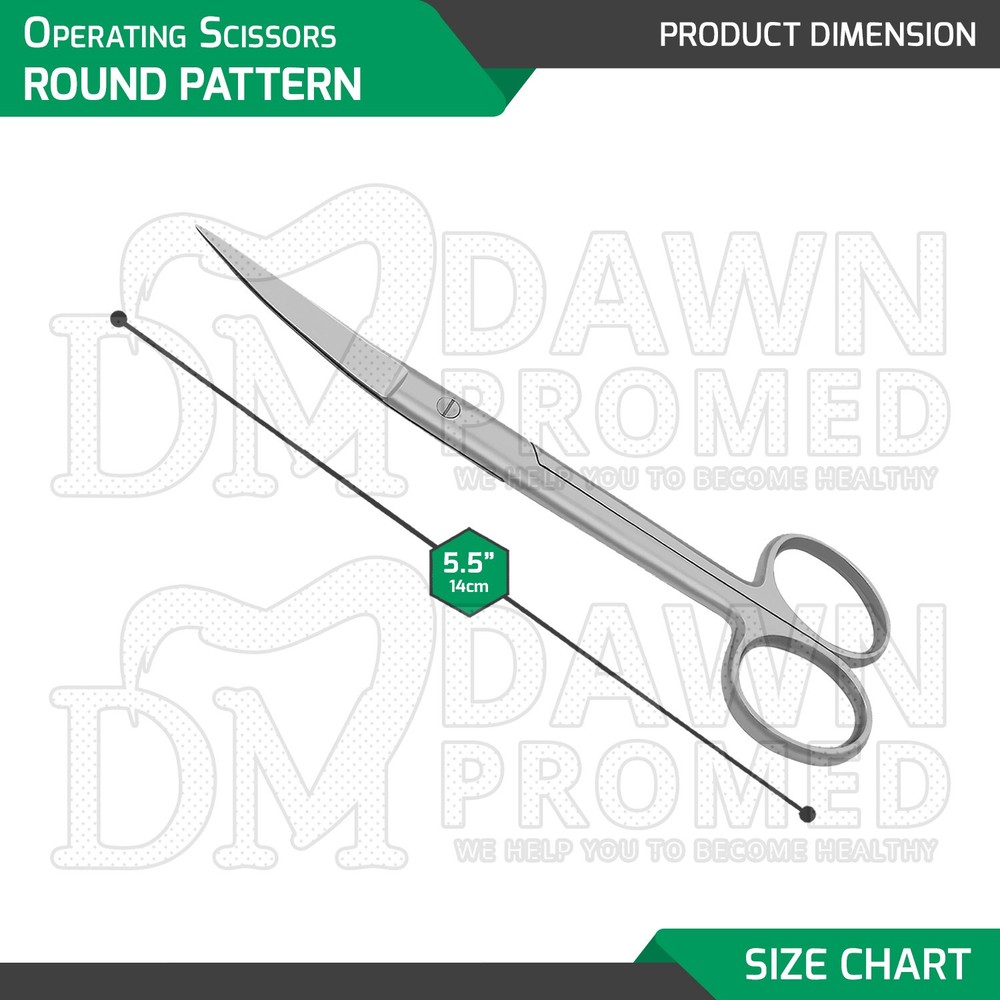 6 Pcs Operating Scissors 5.5" Curved Sharp Sharp Round Pattern Surgical Set