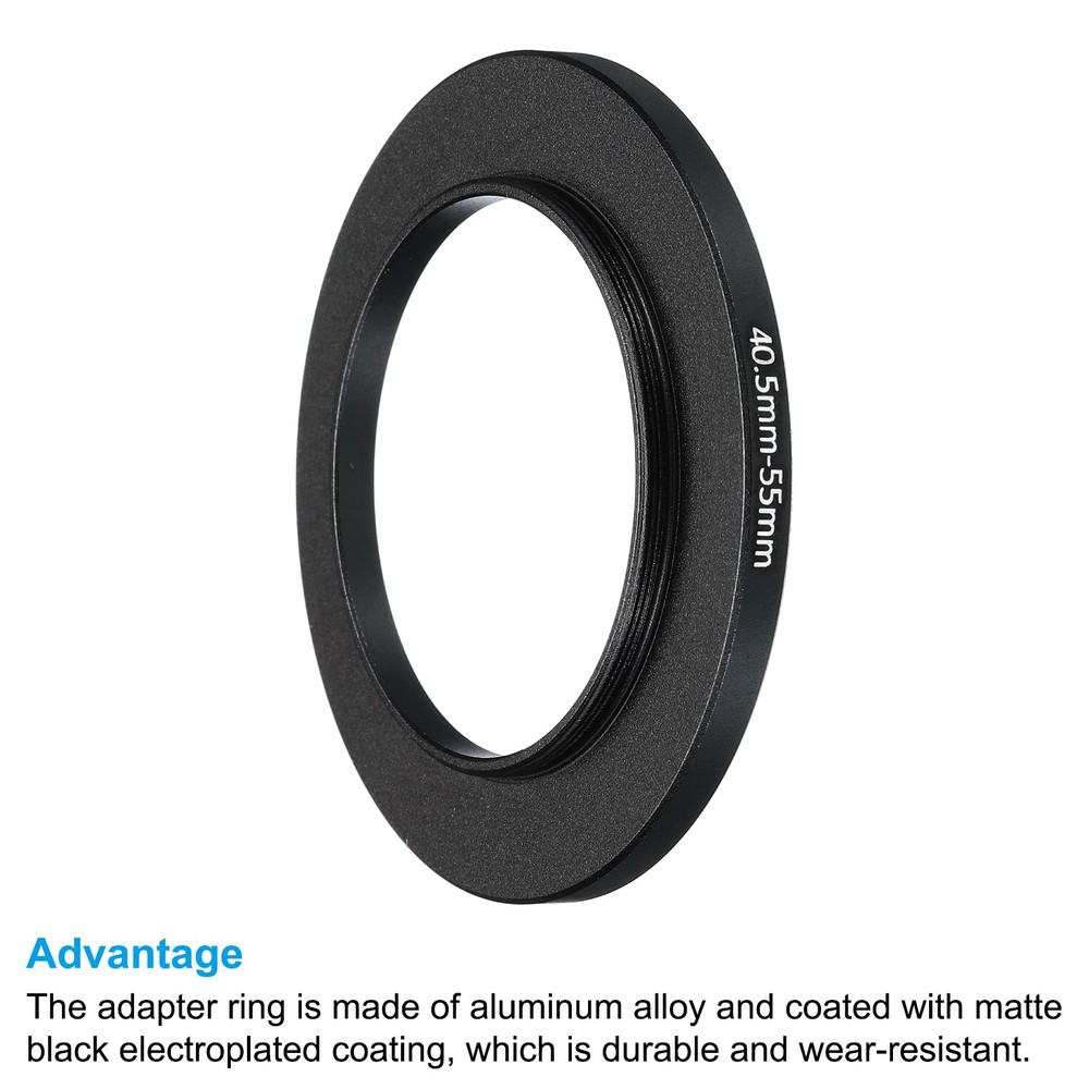 2Pack 40.5mm-55mm Metal Step Up Ring Camera Lens Filter Adapter Ring Black