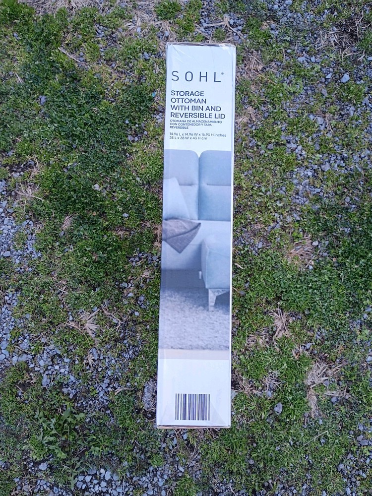 SOHL Storage Ottoman w/ Bin & Reversible Lid, Foldable Cube Seat Hidden Storage