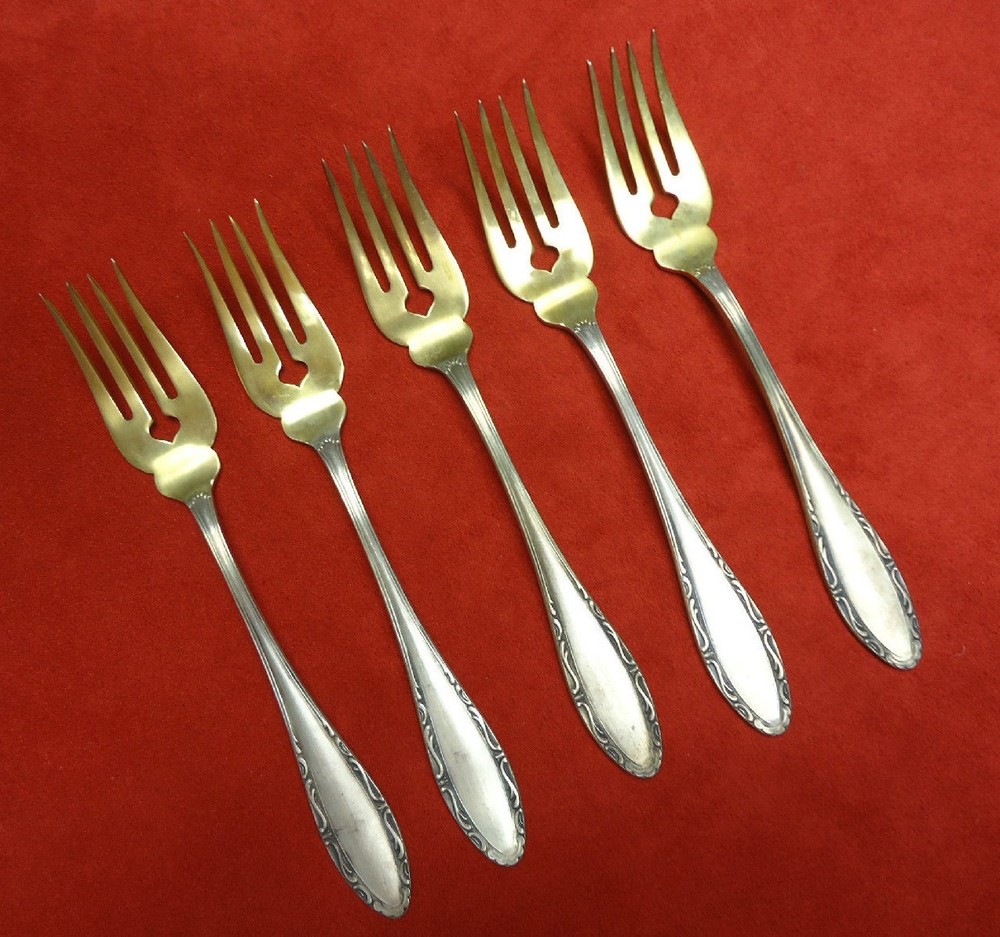 5 German 800 Silver Salad Forks (#2243)