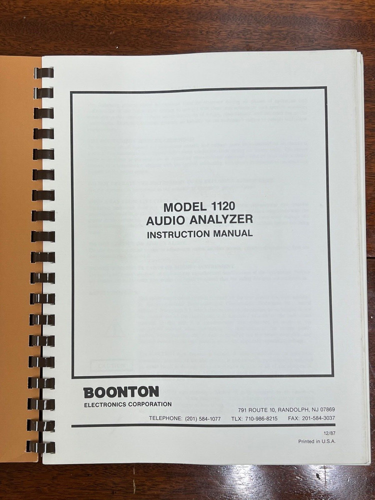 Boonton Auto Analyzer Model 1120 Instruction Manual with Schematics
