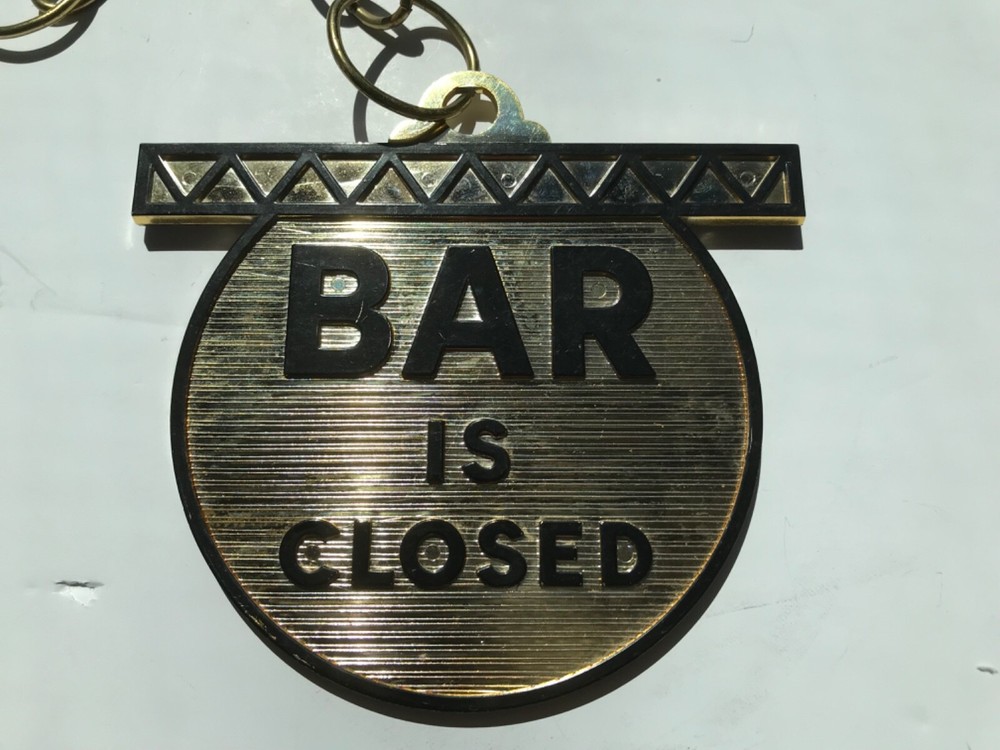 Vintage Plastic Two-Sided Gold "Bar is Open/Closed" Sign