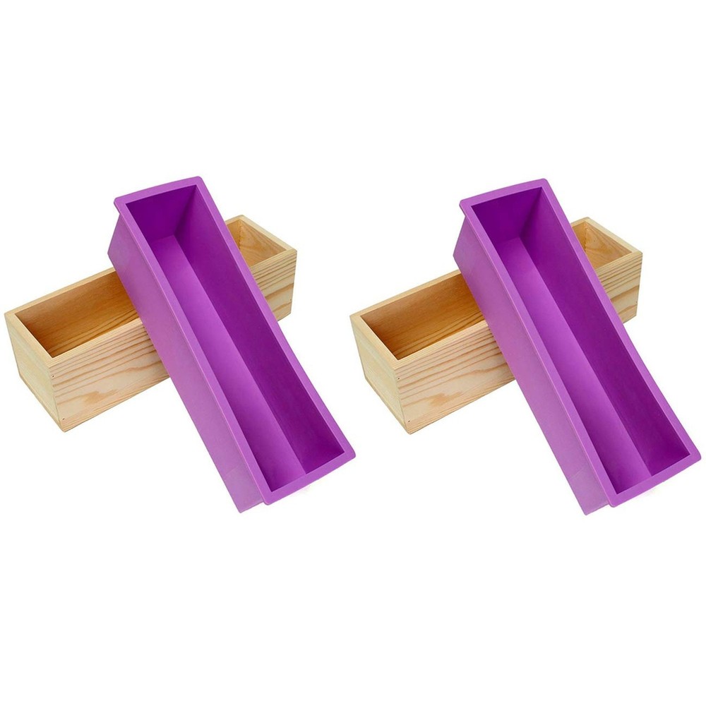 Flexible Rectangular Soap Silicone Mold with Wood Box DIY Tool for Soa...