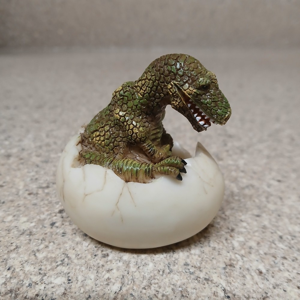 Vintage T-Rex Hatching Stone Resin Egg 2.5" Tall