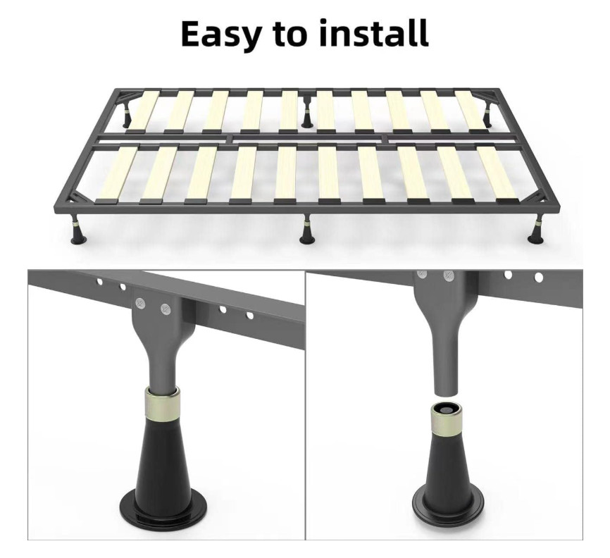 6PCS Bed Frame Feet Replacements – Plastic Risers to Replace Wheels & Prevent Sl