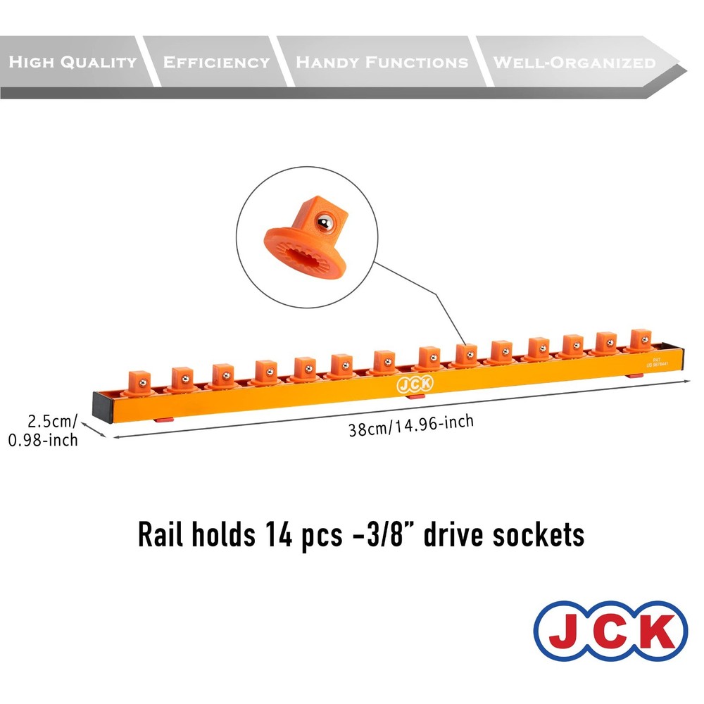 JCK Professional Quality Aluminum 3/8" Socket Organizer
