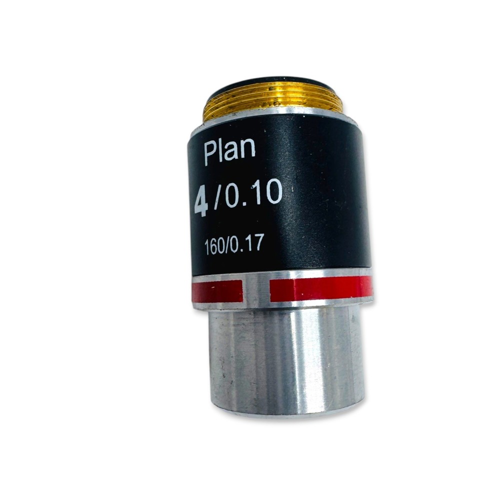 Plan 4x / 0.10 160/0.17 Microscope Objective Red Strip