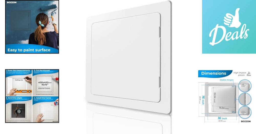 16x16 Modern Drywall Access Panel - Durable White Plastic Wall Cover