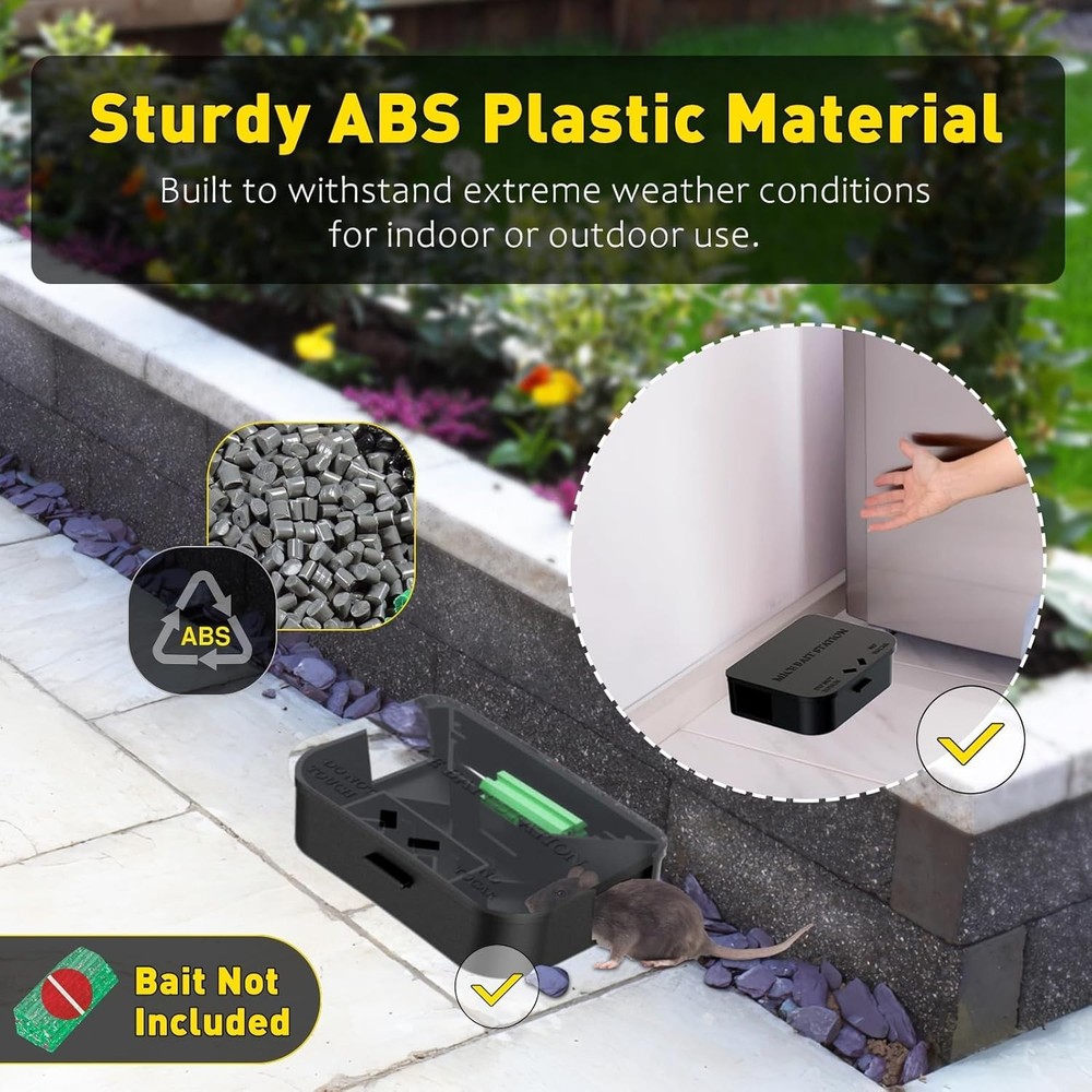 Robust 12 Pack Mouse Stations - Keyless Design for Effective Rodent Control