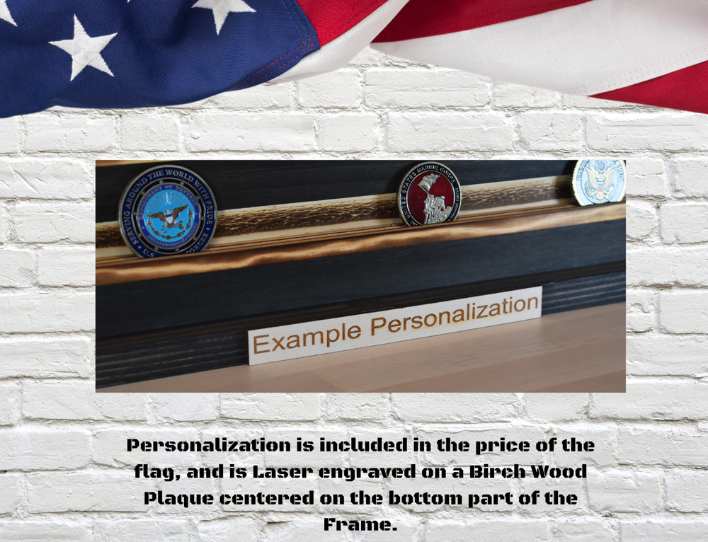 US Air Force Challenge Coin Display Rack Holder - Rustic American Flag - USAF