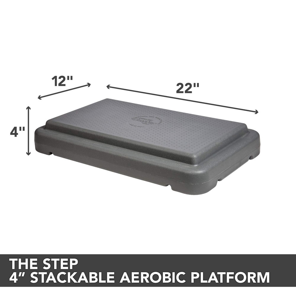 The Step (Made in USA) 4 Inch Stackable Aerobic Exercise Platform (Grey) with...