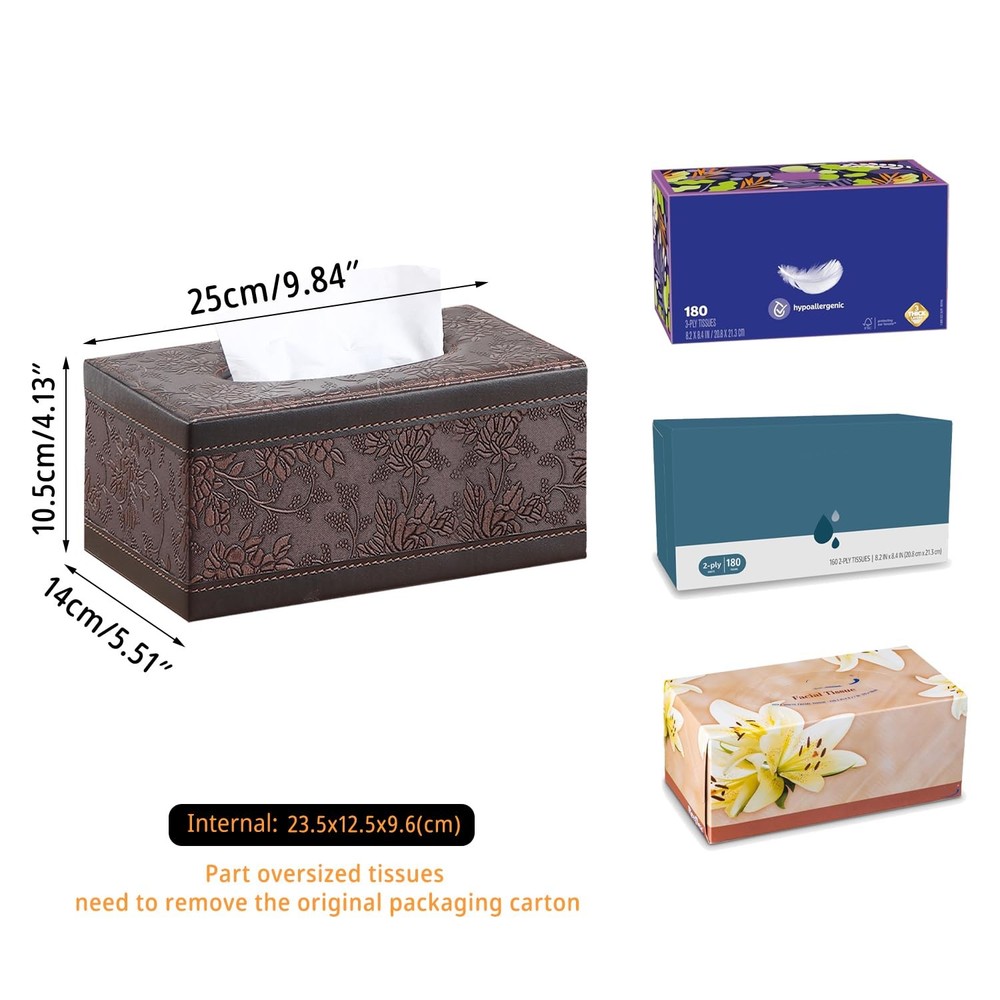 Leather Tissue Box Cover Rectangle,Tissues Holder A Retro-embroidery