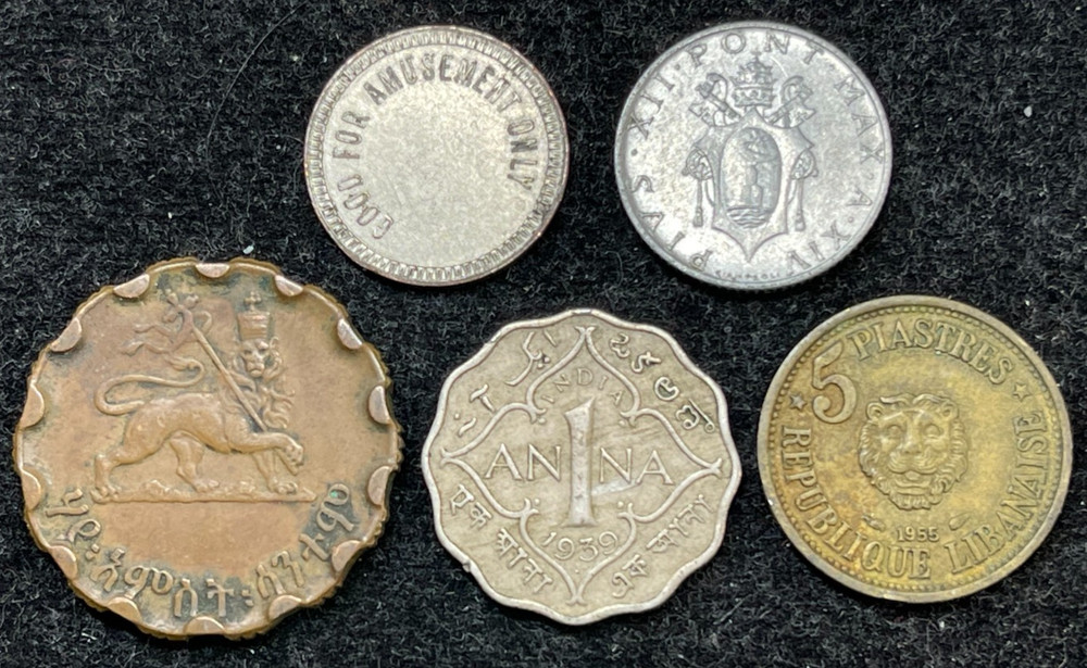 Assorted World Foreign 5 Coins Lot