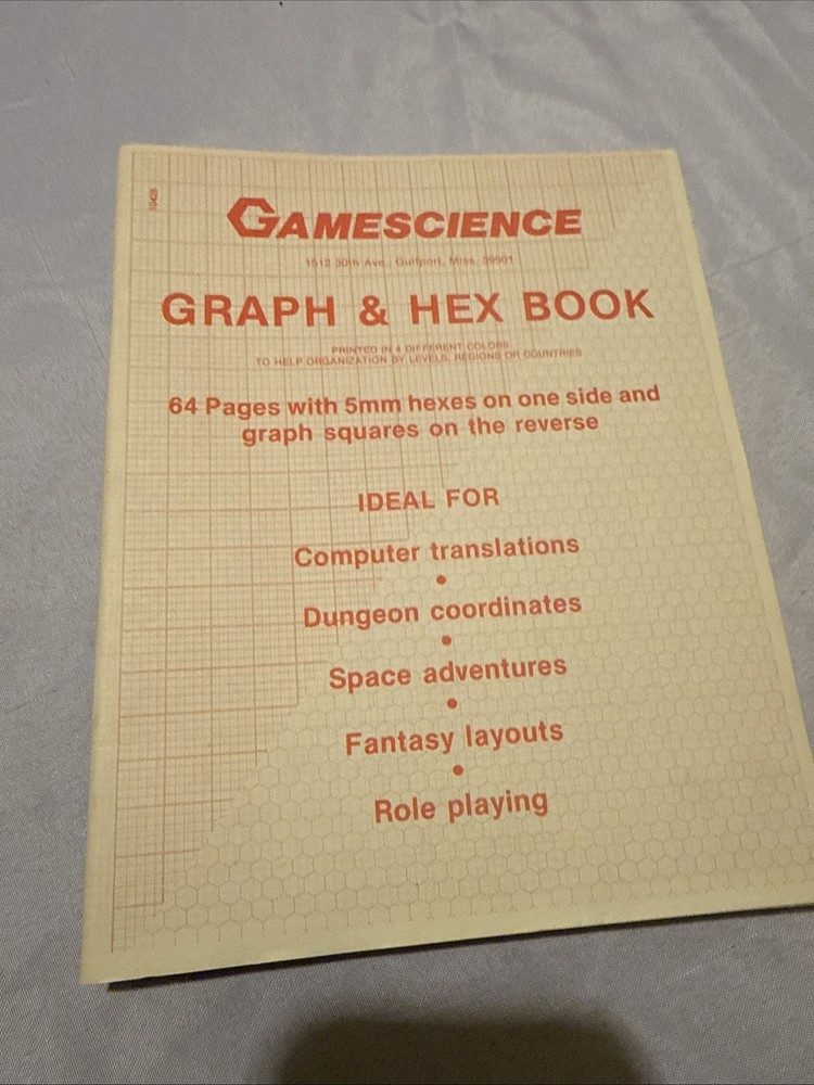 Gamescience graph & hex book RPG aid 64 page Dungeon mapping tool AD&D