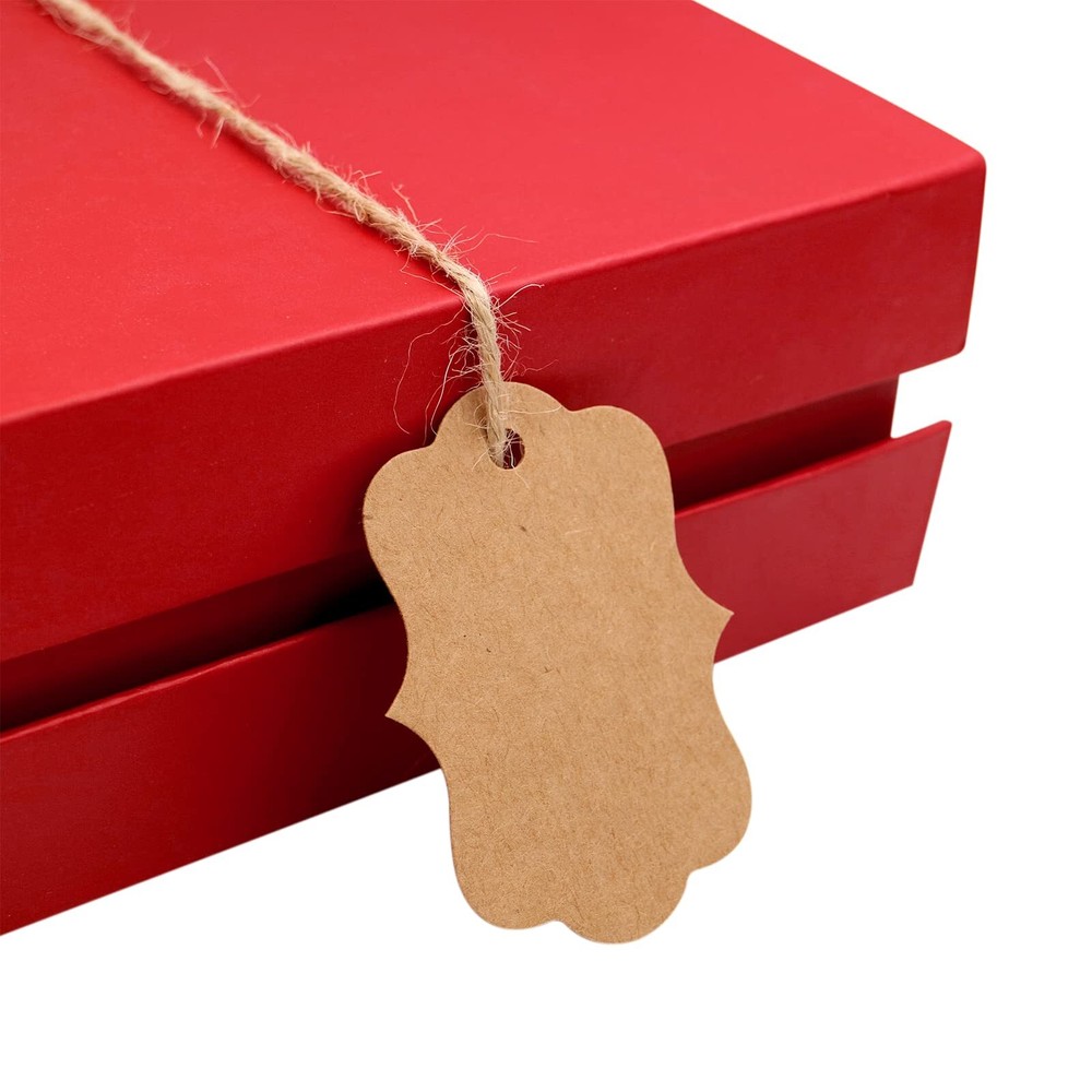100PCS Brown Paper Tags,Scalloped Gift Tags with String,Price Tags,Blank
