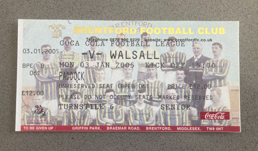 Brentford v Walsall 2004-05 Match Ticket