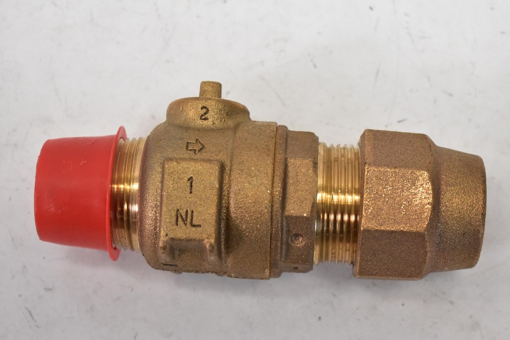 Ford Brass Inline Check Valve Compression Union Threaded 1" NL CTS Fitting
