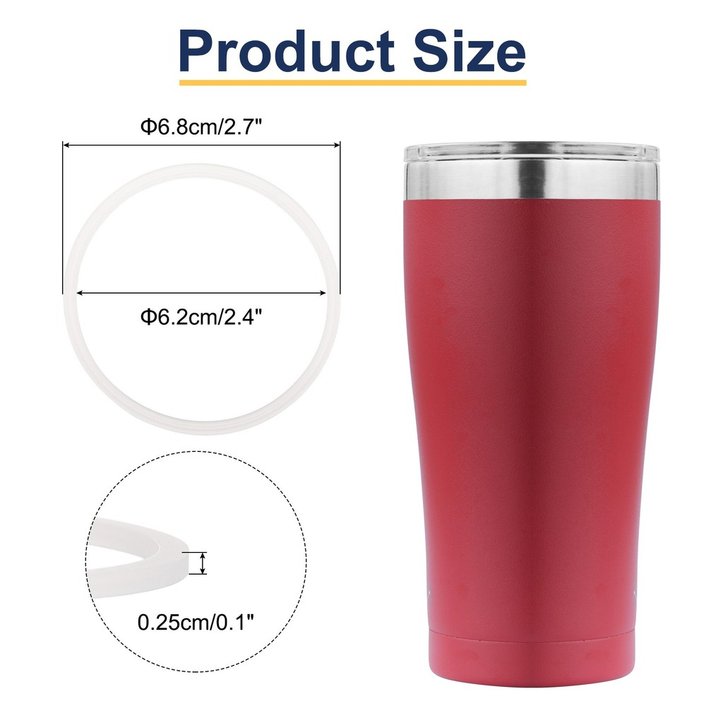 10pcs 16oz or 20oz Replacement Silicone Lid Seals Ring (2.4", O-shaped, White)