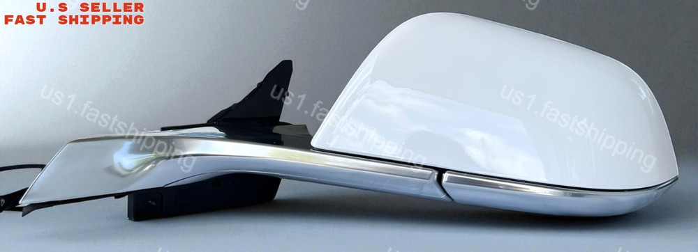 White Left Driver Side Mirror Chrome Base for Tesla Model 3 2017 2018 2019-2023