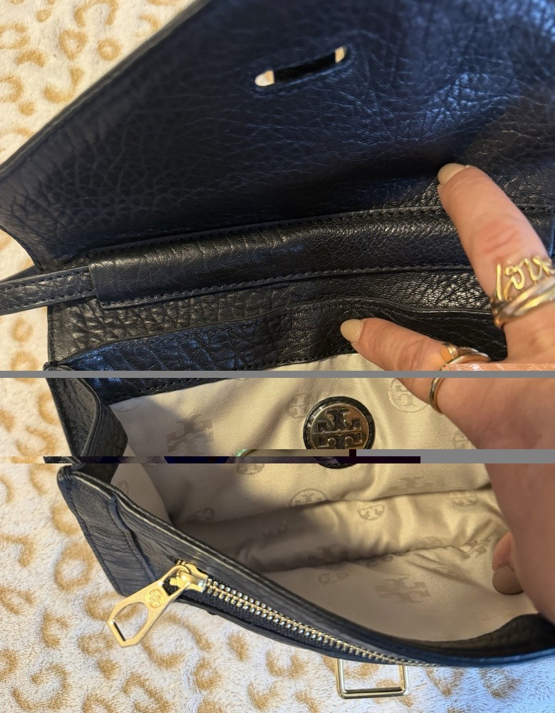 Tory Burch Black Textured Leather Bag Women’s
