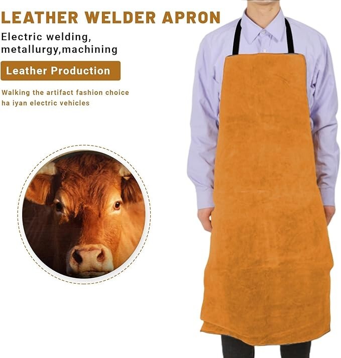 Leather Welding Work Apron,Brown Leather Apron for Men