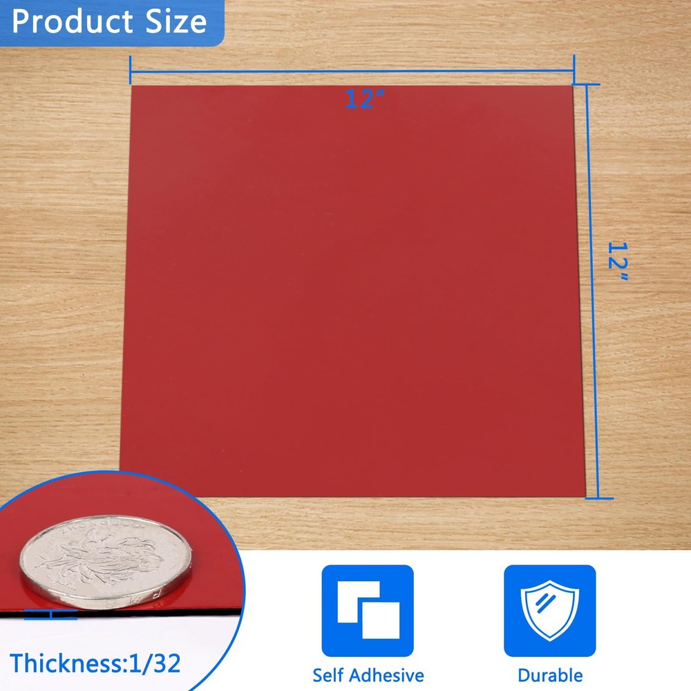 Adhesive Solid Rubber Sheets, 12" Wide x 1/32" Thick x 12" Long Self Stick Bl...