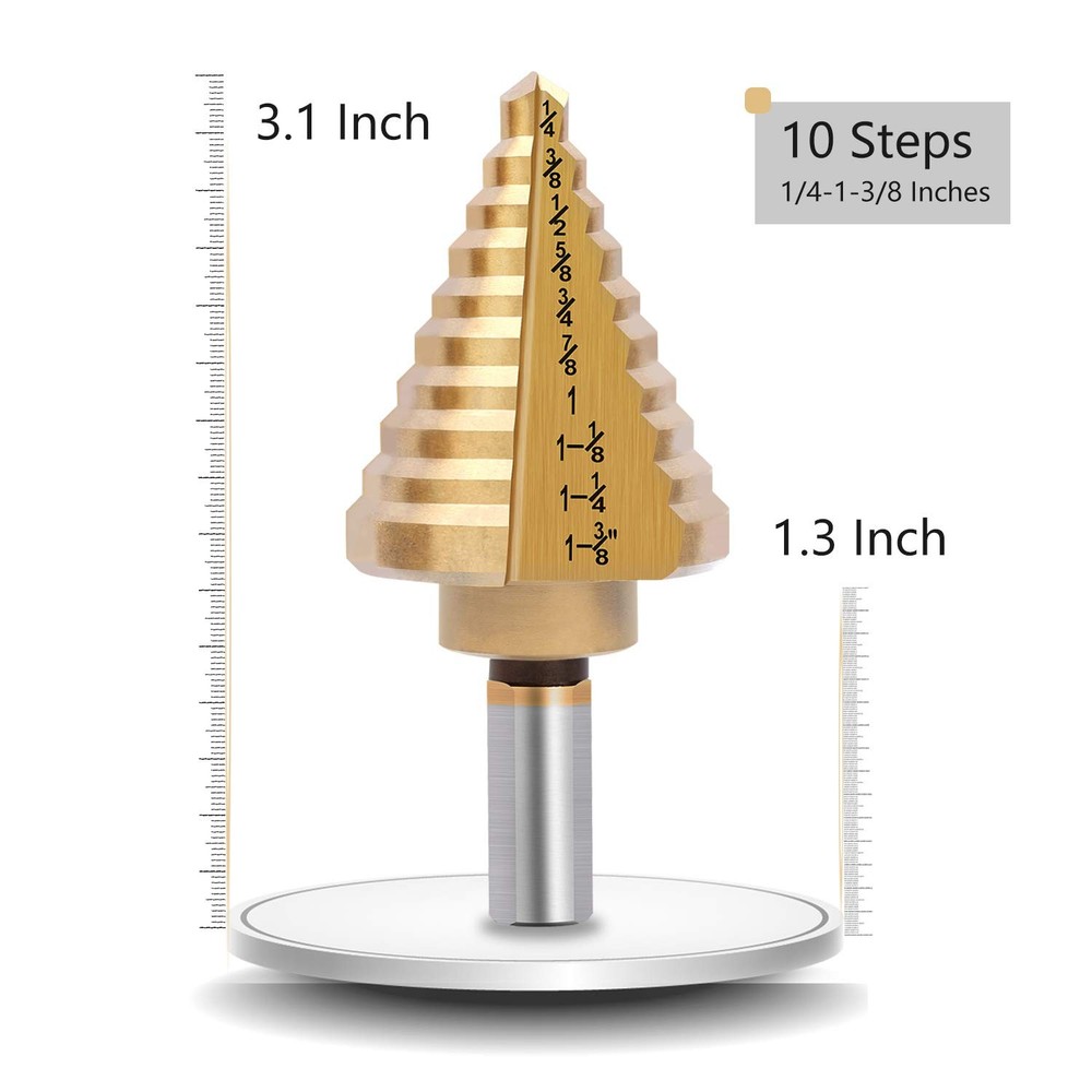 Titanium Step Drill Bit, Zhushan High Speed Steel 10 Steps