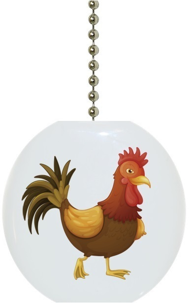 Strutting Rooster Farm Animal Solid CERAMIC Ceiling Fan Light Lamp Pull