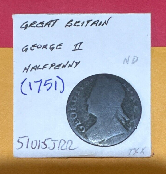 ☆ FLAT STRUCK ☆ 1751 ~ King George II Colonial Coin ☆ THIN PLANCHET ☆
