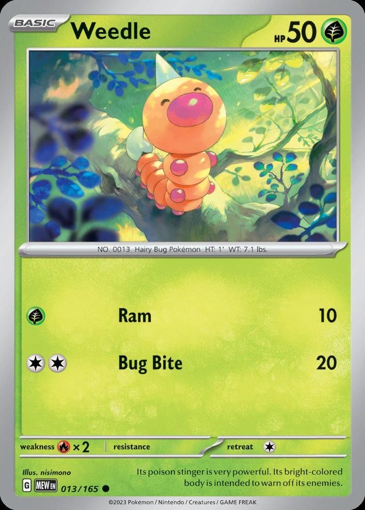 Pokemon Weedle (13/210) 151 LP REVERSE HOLO