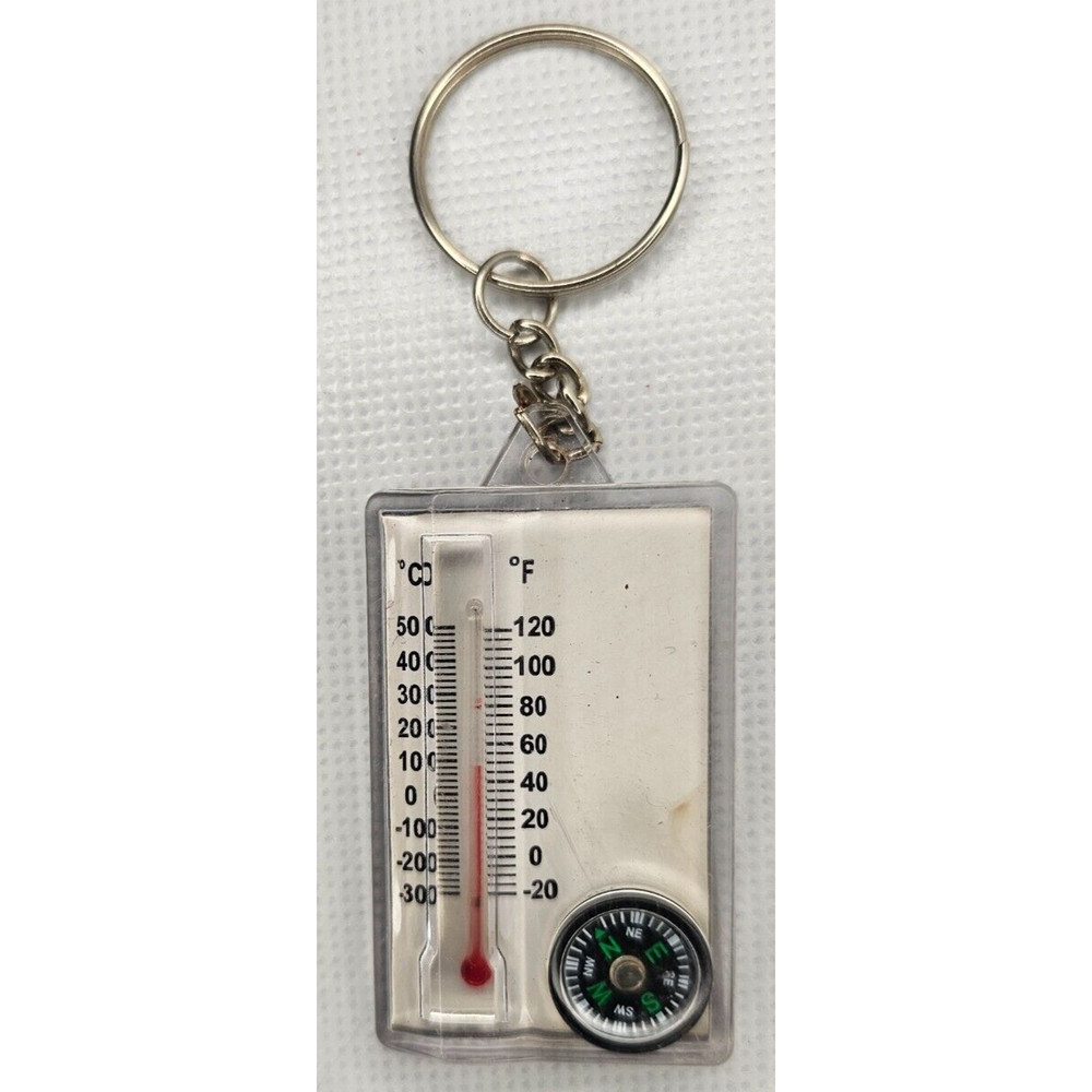 Vintage Compass And Thermometer Keychain