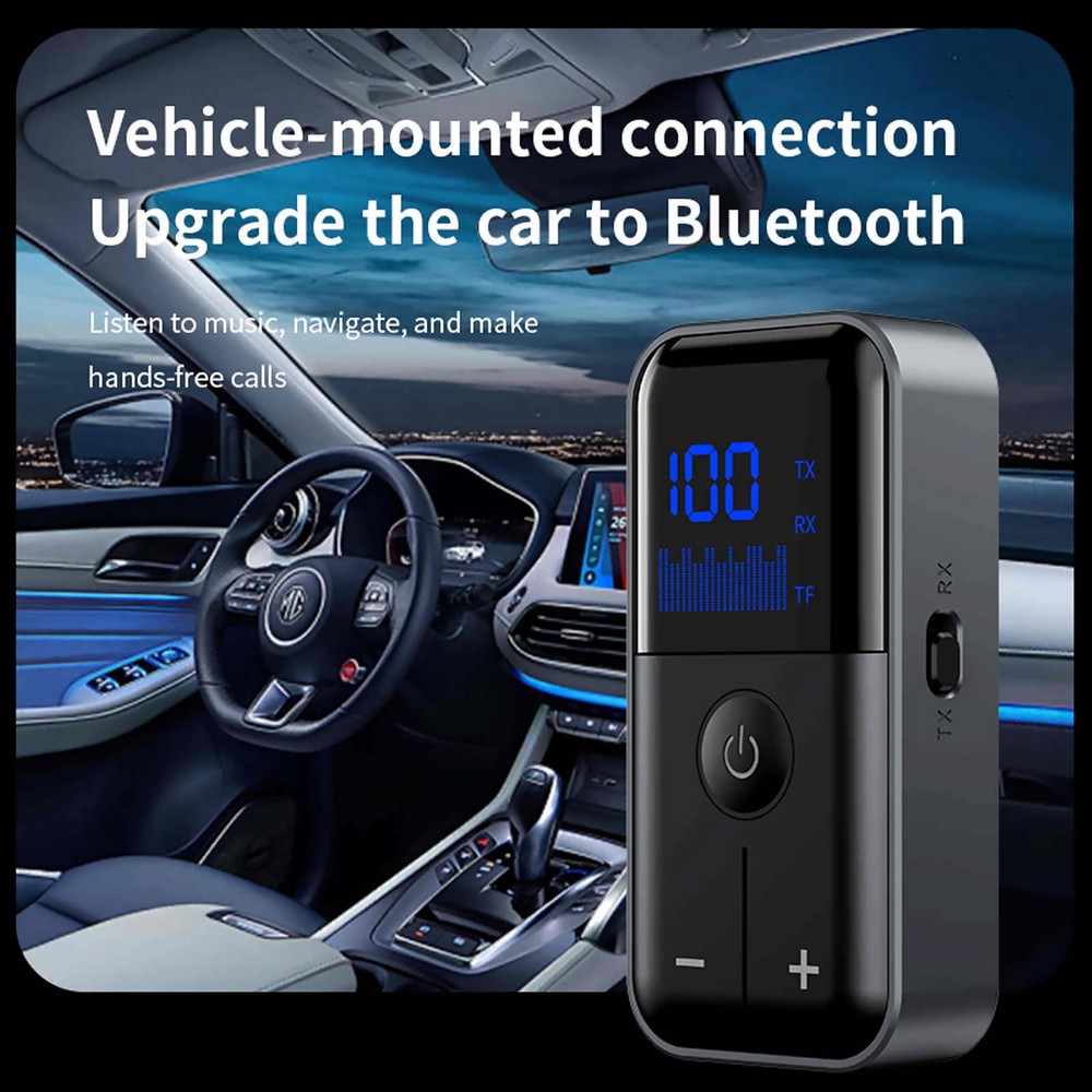 Bluetooth 5.4 Transmitter and Receiver with Digital Display 3.5mm Aux Adapter