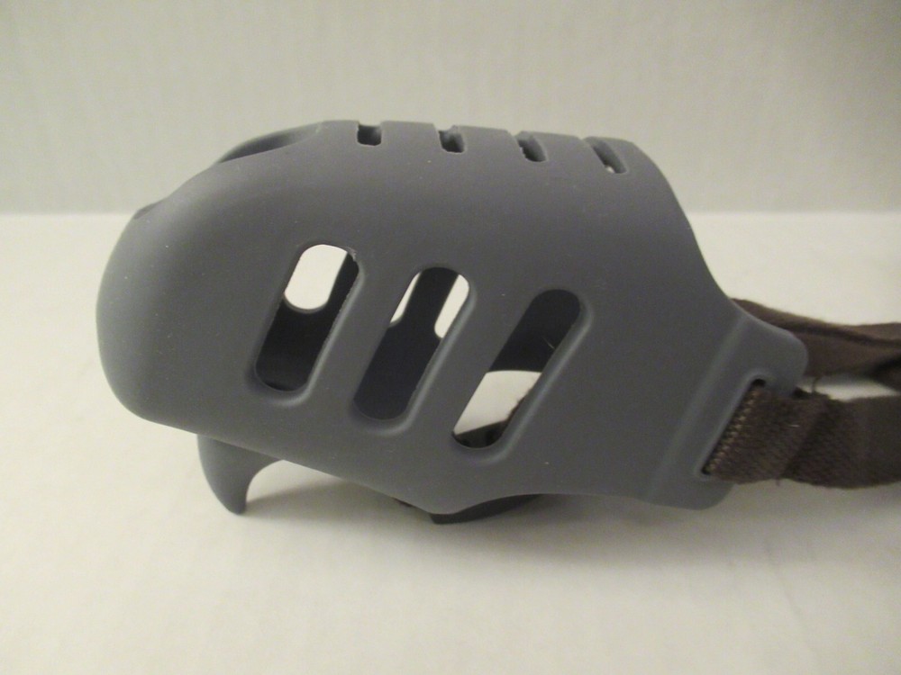Dog Muzzle - Silicone - Small Breed Dogs - Adjustable Head Strap - Grey - Small